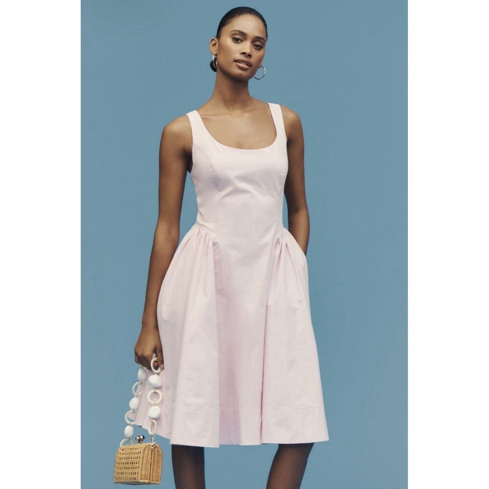 Anthropologie Sleeveless Scoop Neck Basque Waist Midi Dress Sz XL Purple